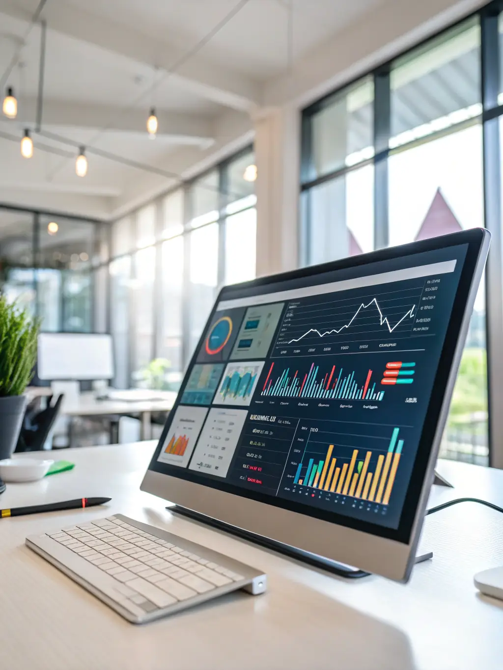 A LeadLogic sales representative is presenting a personalized dashboard view to a potential client during a live demo, showcasing real-time data and insights tailored to their business needs.