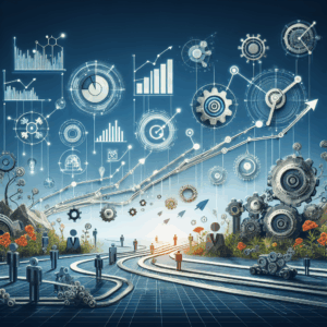 B2B Leadgenerierung: Create a professional and symbolic header image illustrating the concept of efficient B2B lead gene