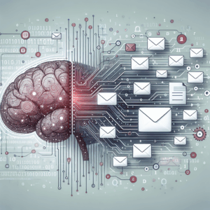 Vertrieb Software B2B: Create an image symbolizing AI-driven email personalization in a B2B context, featuring abstract