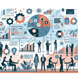 B2B Leadgenerierung: Create a neutral, professional header image illustrating B2B lead generation strategies, focusing o