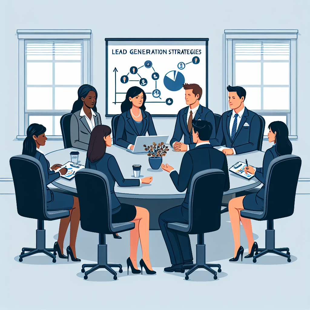 B2B Leadgenerierung: Create a professional, neutral header image depicting a business meeting with diverse professionals