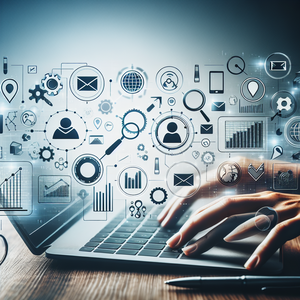 B2B Leadgenerierung: Create a neutral and professional header image depicting various digital tools and graphs symbolizi